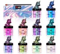 LET'S RESIN Chameleon Powder, 10 pezzi colori Shift polvere mica per resina epossidica/tumbler, saturi di pigmenti cromati che cambiano colore saturo per la produzione di sapone, produzione di
