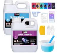 LET'S RESIN Resina Epossidica Trasparente per Colata, Kit di Resina Artistica con 6 Polveri di Mica, Tazza di Silicone da 600 ml e Strumenti