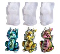 LET'S RESIN Stampi in resina e silicone a forma di drago, parlare, non sentire il male, 3 pezzi, artigianato artistico, regalo