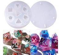 LET'S RESIN Stampi per dadi per resina, stampi per dadi DND integrati in resina con 7 cavità poliedriche standard con bordo affilato, facili da realizzare stampi in silicone per resina epossidica,