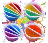 LET'S RESIN Tazze in silicone, 4 tazze di miscelazione in resina ispessite e riutilizzabili, con 2-5 canali, divisori per versare la vernice, arte fluida per artigianato in resina, colata di vernice