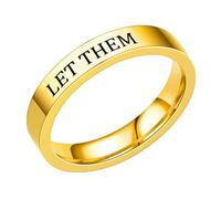 Let's Ring Let Them - Anello in acciaio inox con incisione per sorelle, migliori amiche, anello motivazionale con drago (oro, 7)