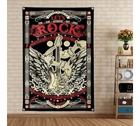 Let's Rock Fun Punk Metal Music Arazzo da parete bandiera vintage hard rock poster da appendere striscione per casa all'aperto camera da letto dormitorio decorazione da parete 10,9 x 145 cm