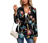 Let's Rock Guitar Music Blazer da Donna a Maniche Lunghe Completi Blazer Casual da Lavoro Giacche con Risvolto Completo Aperto sul Davanti