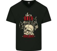Lets Rock Heavy Metal Teschio Uomo Scollo A V Cotone T-Shirt