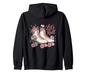 Let's Roll Flower Skate Retro Roller Vibes Pattinaggio colorato Felpa con Cappuccio