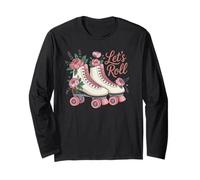 Let's Roll Flower Skate Retro Roller Vibes Pattinaggio colorato Maglia a Manica