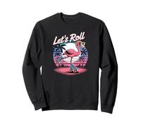 Lets Roll - Pattini a rotelle con fenicotteri rosa, stile retrò, vibrazioni estive Felpa