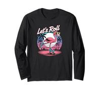 Lets Roll - Pattini a rotelle con fenicotteri rosa, stile retrò, vibrazioni estive Maglia a Manica