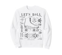 Let's Roll Roller Derby Pattinaggio Skater Skate Brevetto Vintage Felpa