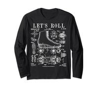 Let's Roll Roller Derby Pattinaggio Skater Skate Brevetto Vintage Maglia a Manica
