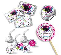 Let's Roll Star Roller Skating Kit di adesivi per feste di compleanno - 429 pezzi!!! Include 60 adesivi circolari da 5 cm per bomboniere e borse Goodie, 45 mini involucri per caramelle e 324 adesivi rotondi Candy Kiss di Amanda Creation