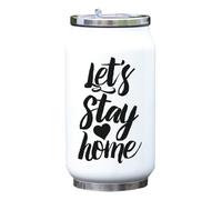 Let's Stay Home Love Heart Bottiglia termica per bevande isolata sottovuoto bianca