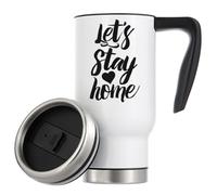 Let's Stay Home Love Heart Tazza termica da viaggio con isolamento sottovuoto, 480 ml, colore: bianco