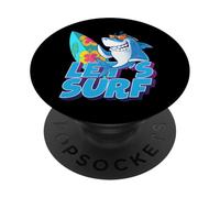 Let's Surf Funny Sarcastic Summer Shark Graphic Cool Designs PopSockets PopGrip Adesivo