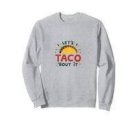 Let's Taco 'Bout It Funny Mexican Food Lover Felpa, Unisex per Adulti, Grigio Melange, L
