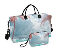 Let's Take A Vacation To Peach Beach Borsa da viaggio per oggetti personali Borsa da viaggio Borsa da viaggio Weekender per la notte Borsa tote con tracolla regolabile per palestra multifunzionale,