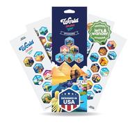 LET'S WANDER World Adventure - Set di 50 adesivi progettati per la bottiglia d'acqua World Explorer, resistenti alle intemperie e impermeabili, per bicchieri, laptop, custodie per telefono, ecc. (50