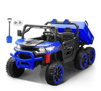 Letsgoride Camion con cassone ribaltabile a due posti da 24 V, per bambini, con telecomando, letto elettrico, pala extra, motore 4 x 100 W, musica, senza fili, luce a LED, 4WD Ride on Toys Boy Girl