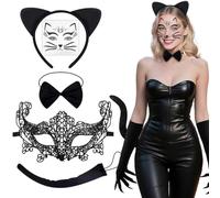 LETSHOLD 5 Pezzi Catwoman Costume, Halloween Accessori Catwoman Donna, per Feste in Maschera e Cosplay di Halloween Carnevale (A)