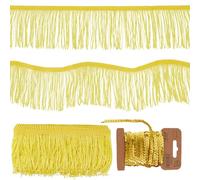 Letsinstyle 10 iarda di Nappa con Frange Gialle e Nastro di Paillettes Dorate Da 5 iarde, Frange Decorative con Paillettes In Poliestere, Rifiniture per Artigianato Fai Da Te, Cucito