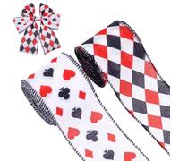 Letsinstyle 2 rotolo Da 10 iarde, Nastro Da Poker Da Casinò con Bordo Rinforzato Da 2.48 pollici, Nastri per Lavori Creativi con Carte Da Gioco