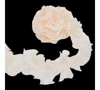 letsinstyle 3 Yard 4.33 Pollici di Larghezza Organza Pizzo Arricciato Tessuto Trim con Perle, Nastro in Tulle Plissettato e Arricciato, Passamanerie Vintage con Perline per Abiti da Sposa