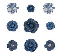 letsinstyle 9 Pezzo di Toppa in Tessuto Denim con Fiore, Toppe Ricamate Floreali Blu, Applique Ricamate per Abiti da Sposa, Decorazioni, Riparazioni, Zaini, Jeans, Cappellini