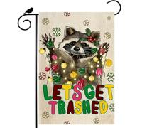 Let'T Get Trashed Raccoon Snowflakes Christmas Winter Bandiere Resistente Alle Intemperie Bandiere Verticale Doppia Faccia Flag Per Decorazione Interno Cortile 30X45Cm