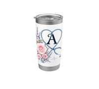 Letter A Initial Monogram Nurse Pink Roses Heart Stethoscope Bicchiere termico in acciaio inox doppia parete