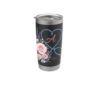 Letter A Initial Monogram Nurse Pink Roses Heart Stethoscope Bicchiere termico in acciaio inox doppia parete