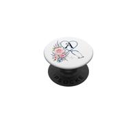 Letter A Initial Monogram Nurse Pink Roses Heart Stethoscope PopSockets PopGrip Adesivo