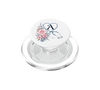 Letter A Initial Monogram Nurse Pink Roses Heart Stethoscope PopSockets PopGrip per MagSafe