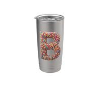 Letter B Candy Rainbow Sprinkles Monogram Style Bicchiere termico in acciaio inox doppia parete