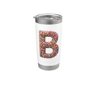 Letter B Candy Rainbow Sprinkles Monogram Style Bicchiere termico in acciaio inox doppia parete
