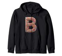 Letter B Candy Rainbow Sprinkles Monogram Style Felpa con Cappuccio