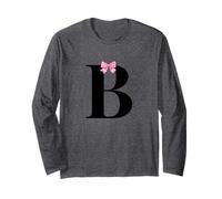 Letter B Coquette Monogram with Pink Bow Initial Name Maglia a Manica