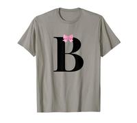 Letter B Coquette Monogram with Pink Bow Initial Name Maglietta
