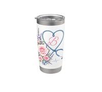 Letter B Initial Monogram Nurse Pink Roses Heart Stethoscope Bicchiere termico in acciaio inox doppia parete