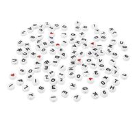 Letter Beads, size 7 mm, hole size 1,2 mm, white, 25g, approx. 200 pc