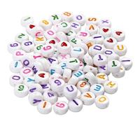 Letter Beads, size 7 mm, hole size 1,2 mm, white, 25g, approx. 200 pc