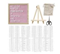 Letter Board - Message Sign Board | Felt And Wood Display Boards With 340 Letter Cards, Scissors, Stand And Cloth Bag For Home, Office, Caffè, Events