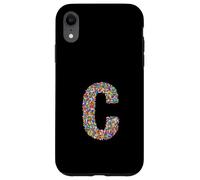 Letter C Candy Rainbow Sprinkles Monogram Style Custodia per iPhone XR