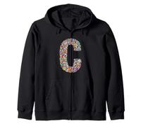 Letter C Candy Rainbow Sprinkles Monogram Style Felpa con Cappuccio