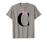 Letter C Coquette Monogram with Pink Bow Initial Name Maglietta
