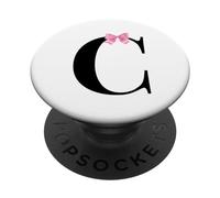 Letter C Coquette Monogram With Pink Bow Initial Name PopSockets PopGrip Adesivo
