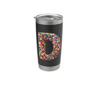 Letter D Candy Rainbow Sprinkles Monogram Style Bicchiere termico in acciaio inox doppia parete