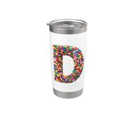 Letter D Candy Rainbow Sprinkles Monogram Style Bicchiere termico in acciaio inox doppia parete