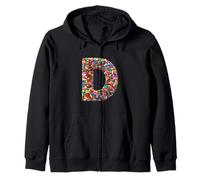 Letter D Candy Rainbow Sprinkles Monogram Style Felpa con Cappuccio
