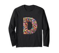 Letter D Candy Rainbow Sprinkles Monogram Style Maglia a Manica